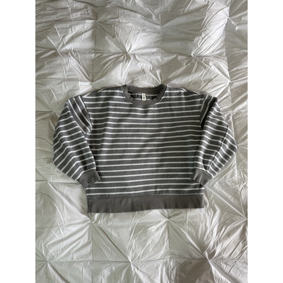lululemon athletica Tops - Lululemon Perfectly Oversized Crew Gray Stripe Size Medium Soft EUC